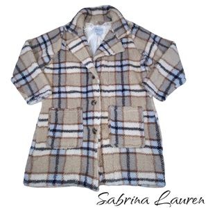 Sabrina Lauren Tan Plaid Teddy Jacket for Women